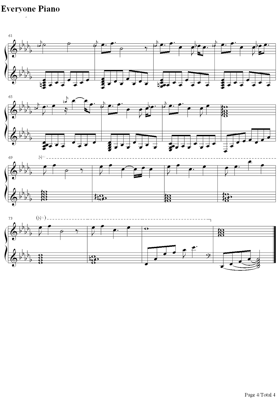 等风的日子钢琴谱-折户伸治-PC游戏[KANON]BGM4