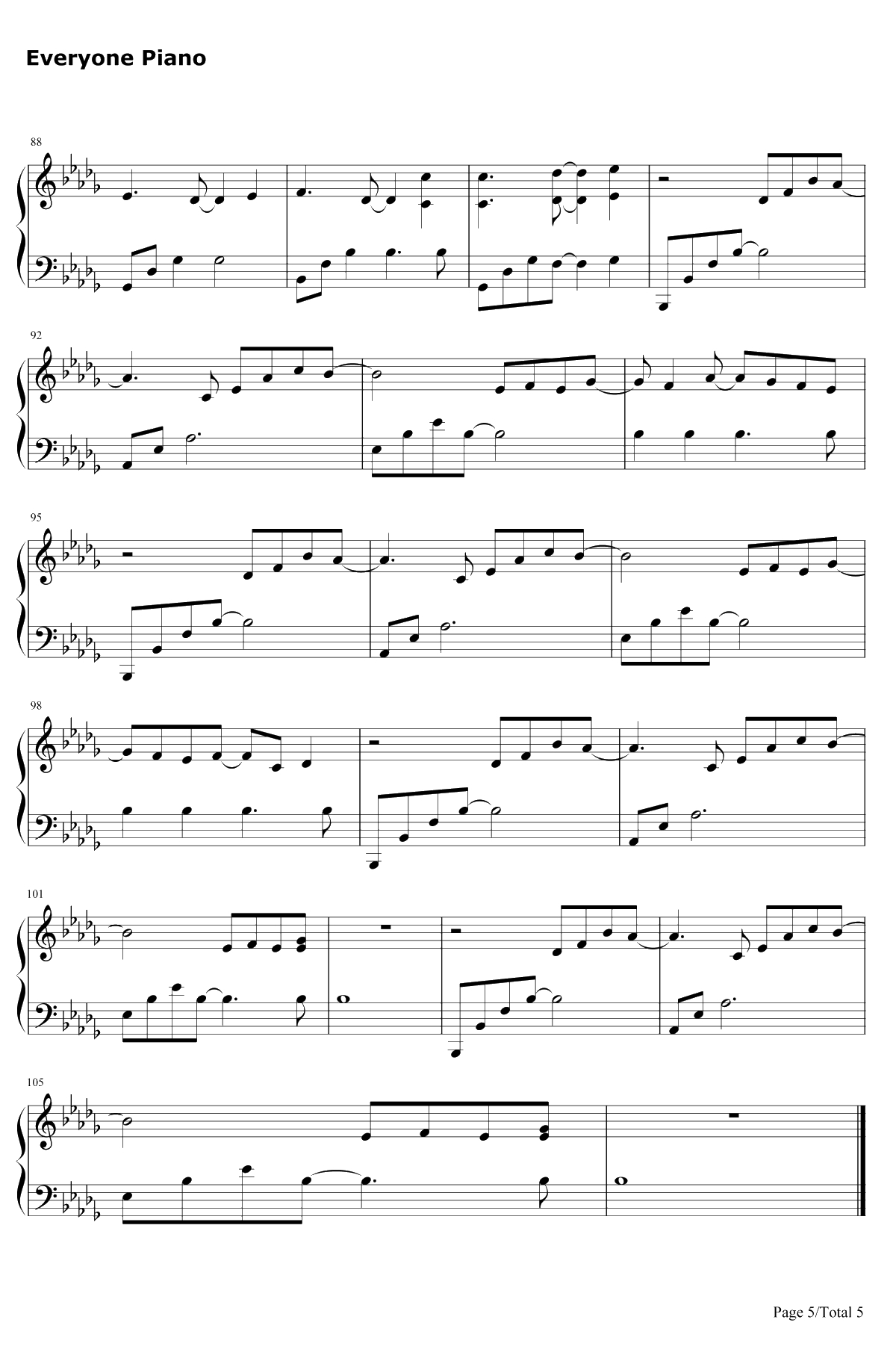 Lithium钢琴谱-Evanescence5
