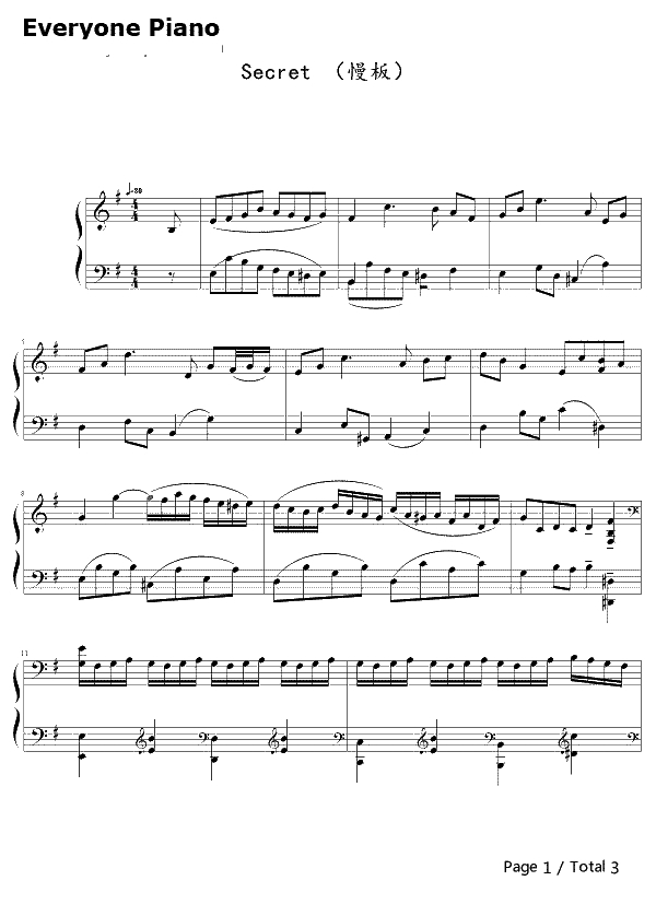 secret（慢板）钢琴谱-周杰伦-secret（慢板）1