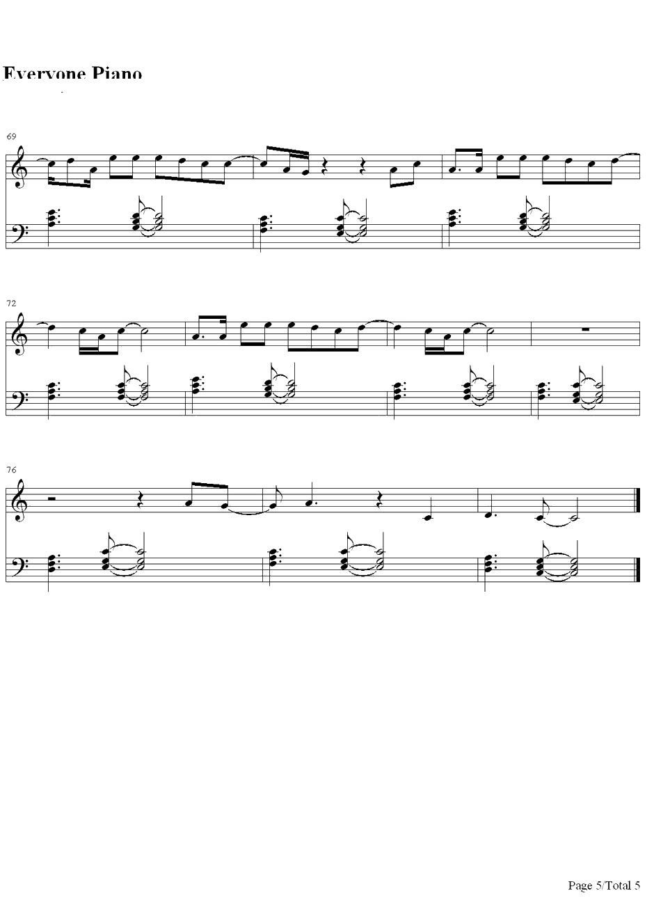 Wanted钢琴谱-HunterHayes5