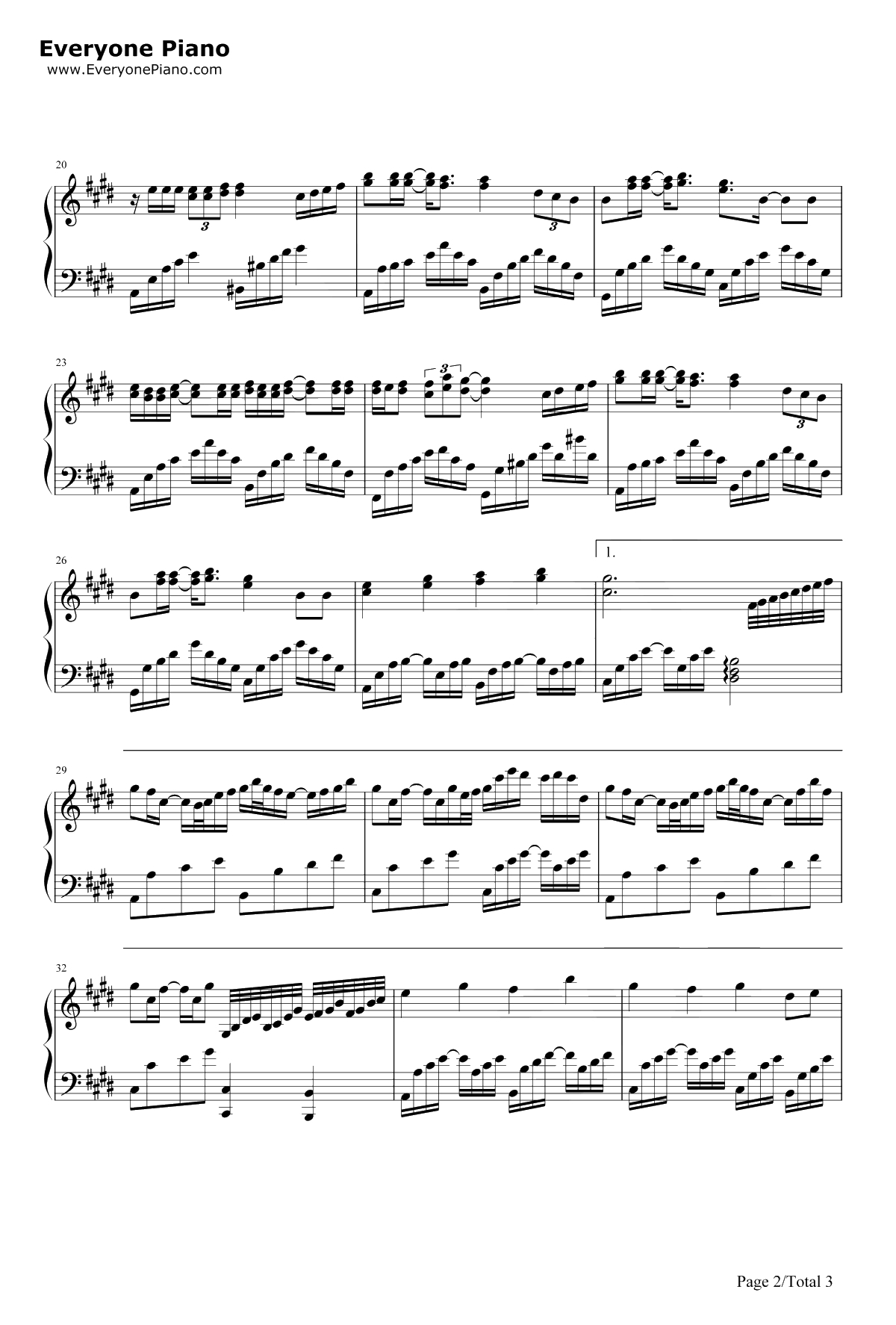 天下钢琴谱-张杰2