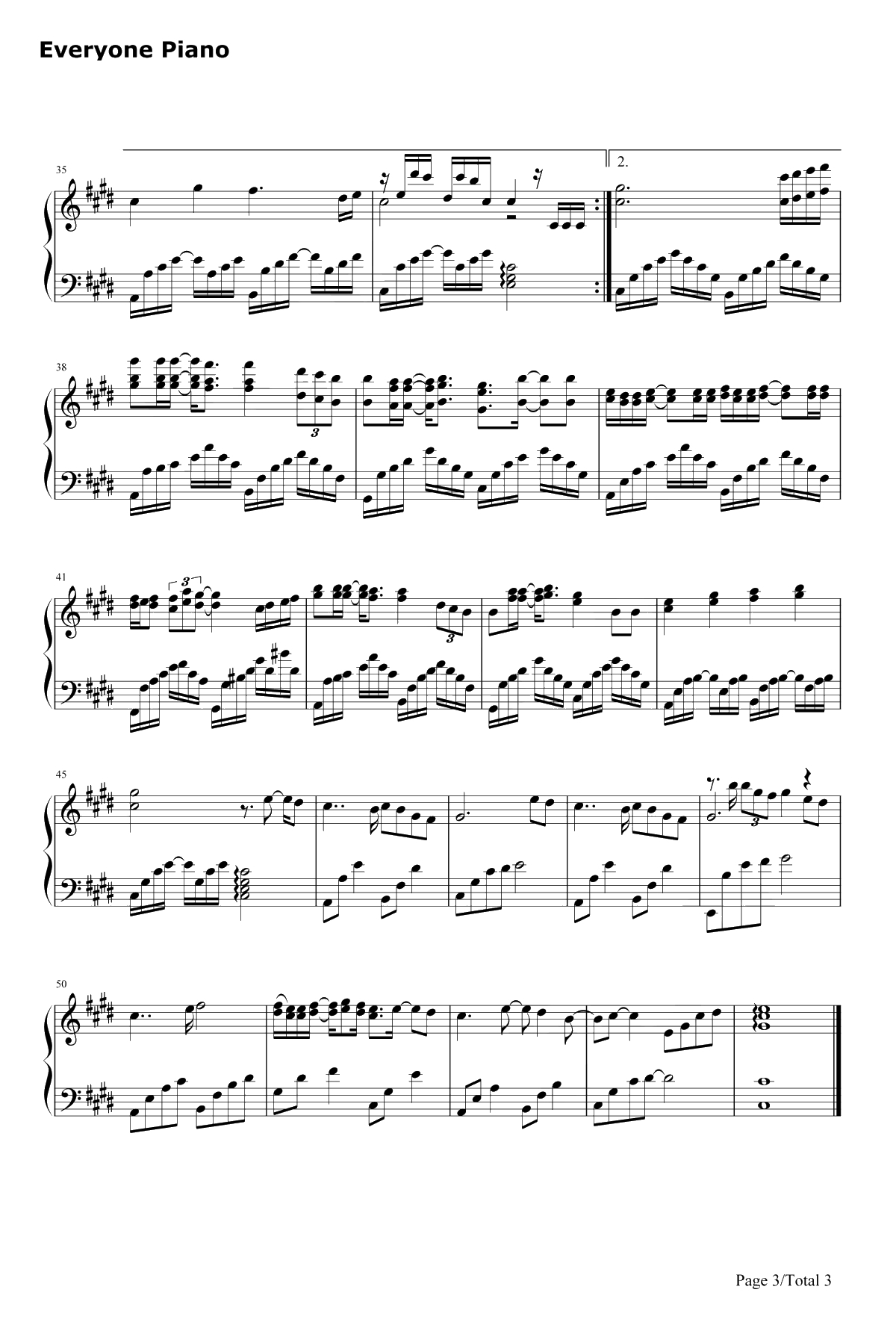 天下钢琴谱-张杰3