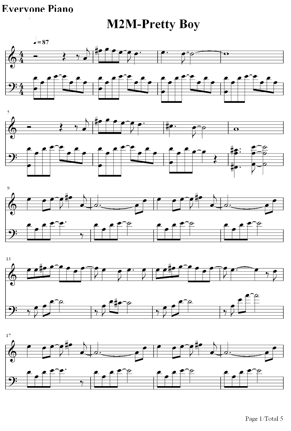 Pretty Boy钢琴谱-M2M1