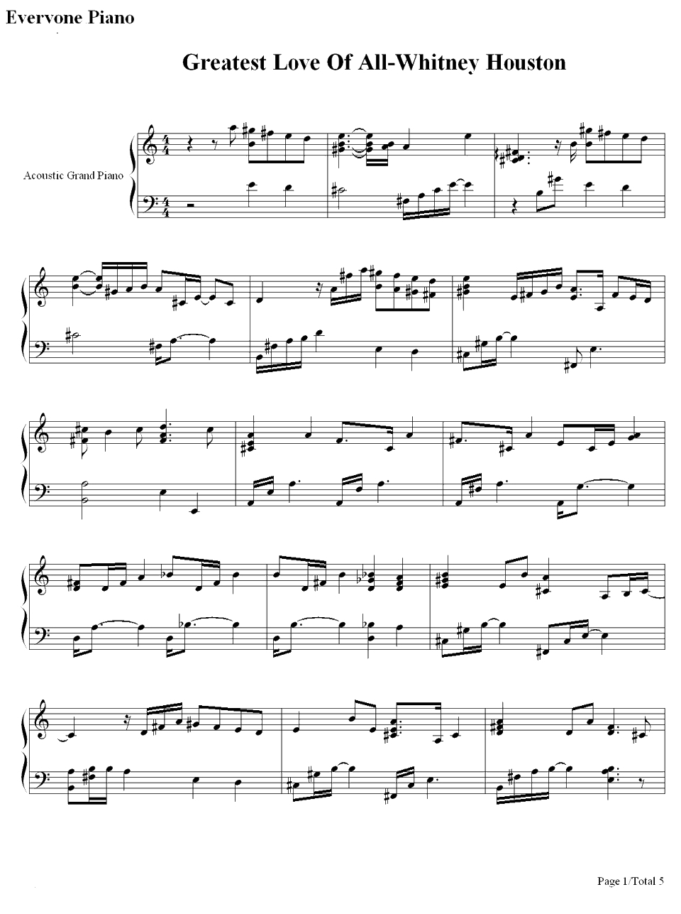 Greatest Love of All钢琴谱-WhitneyHouston1