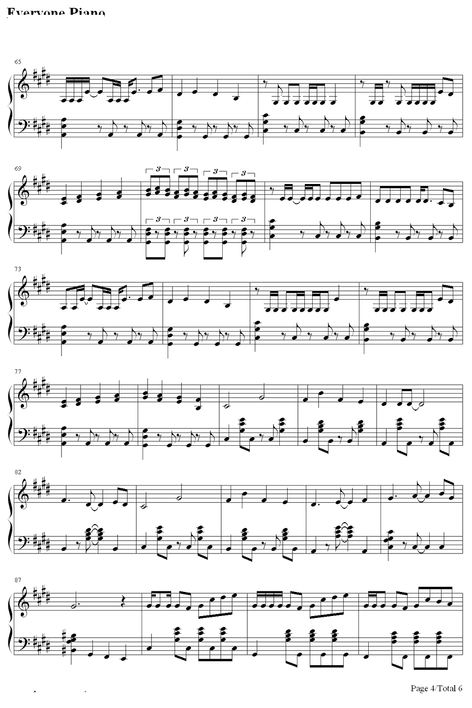 左右钢琴谱-初音未来-みぎひだり4