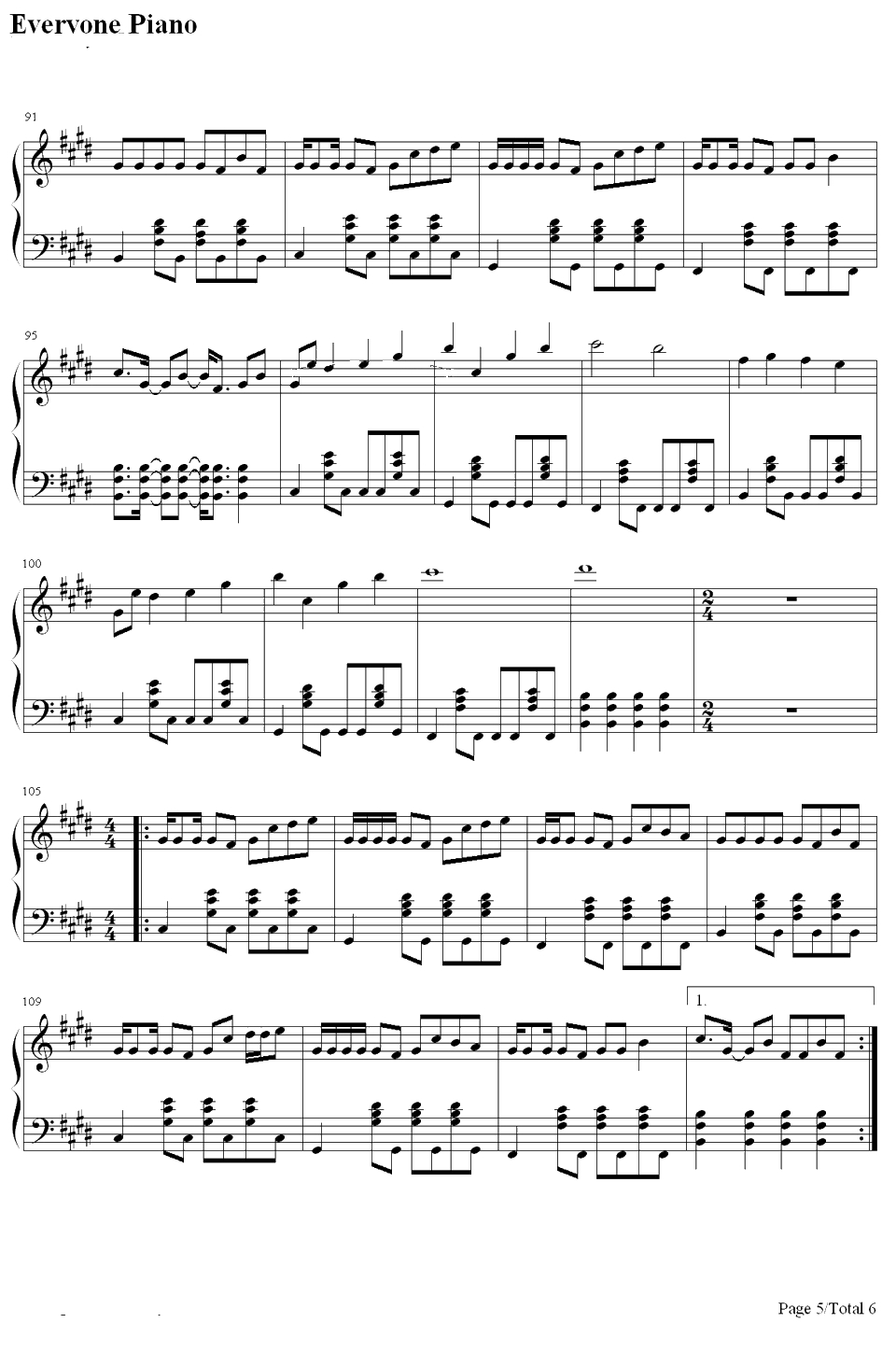 左右钢琴谱-初音未来-みぎひだり5