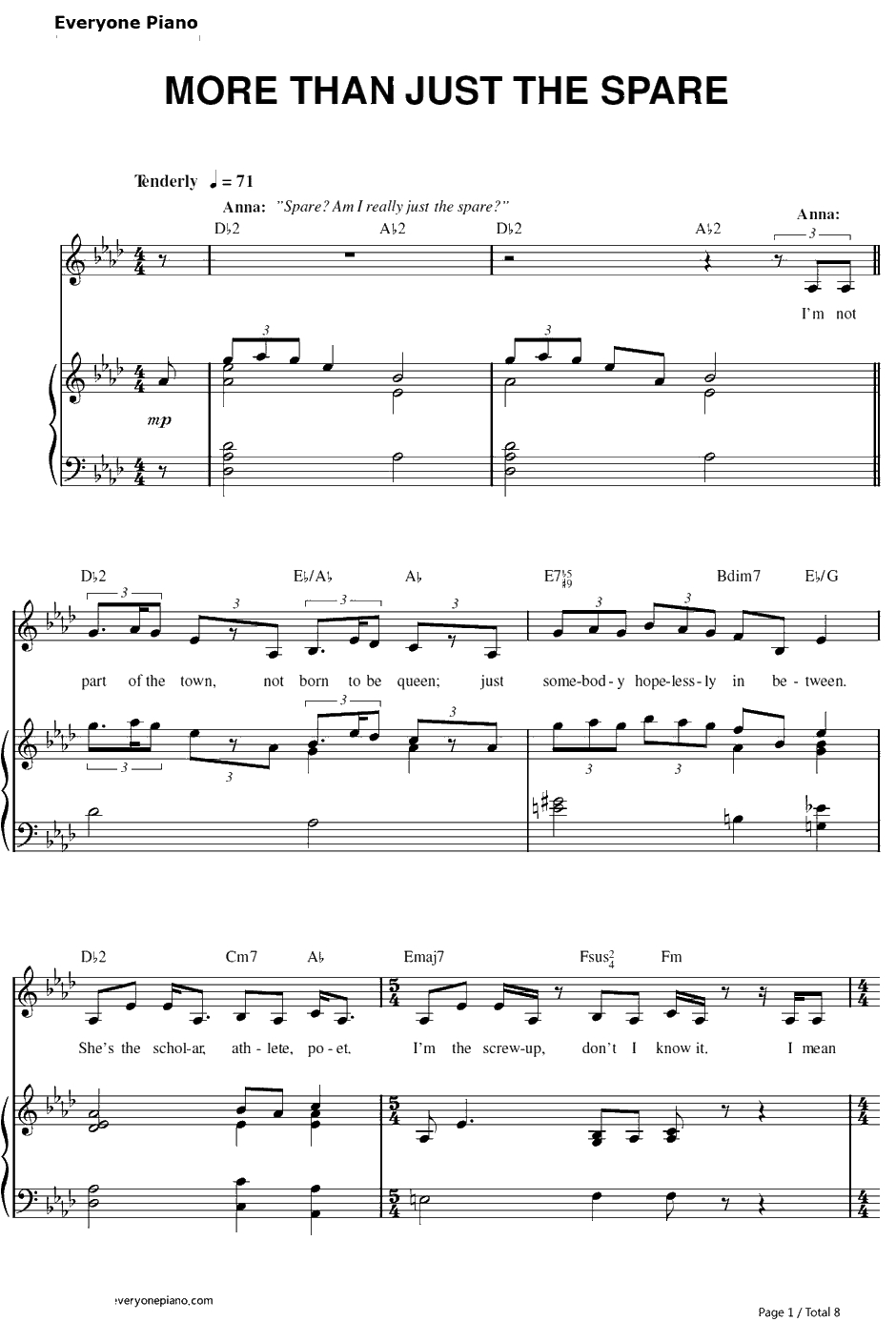 More Than Justthe Spare钢琴谱-KristenAnderson-Lopez&RobertLopez-冰雪奇缘插曲1