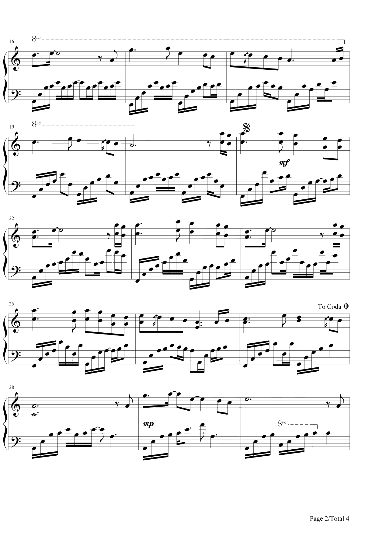 乱红钢琴谱-刘子菲2