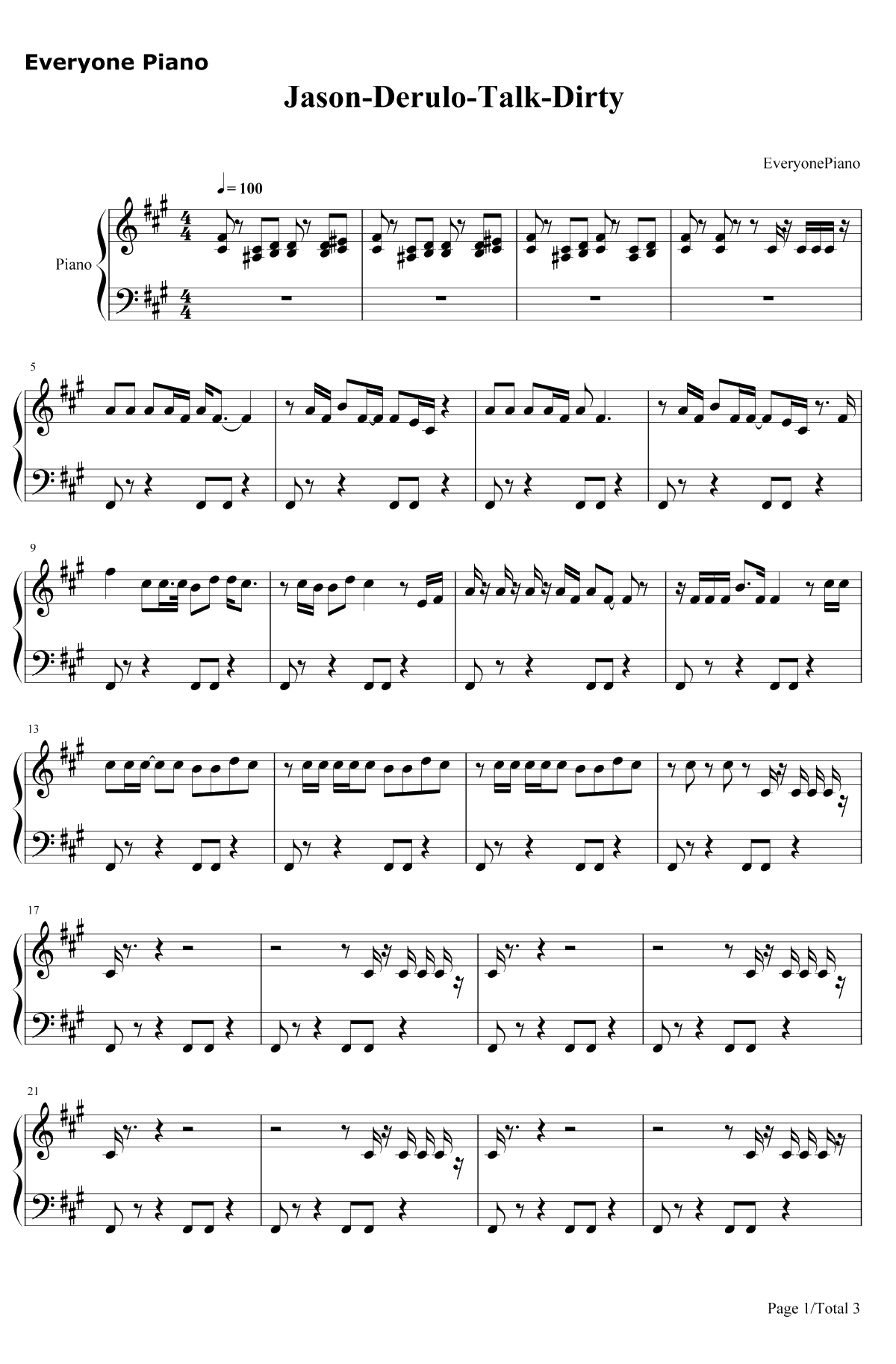 Talk Dirty钢琴谱-JasonDerulo1
