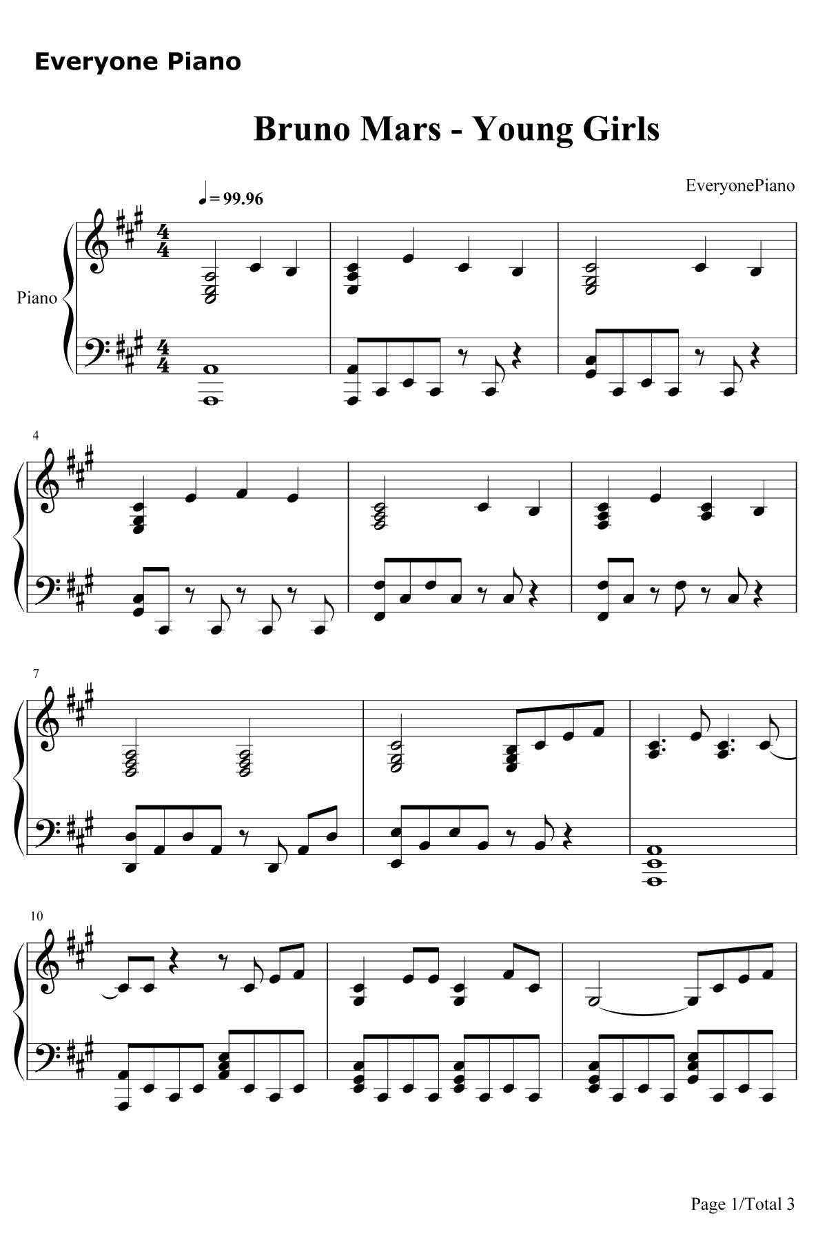 Young Girls钢琴谱-BrunoMars1