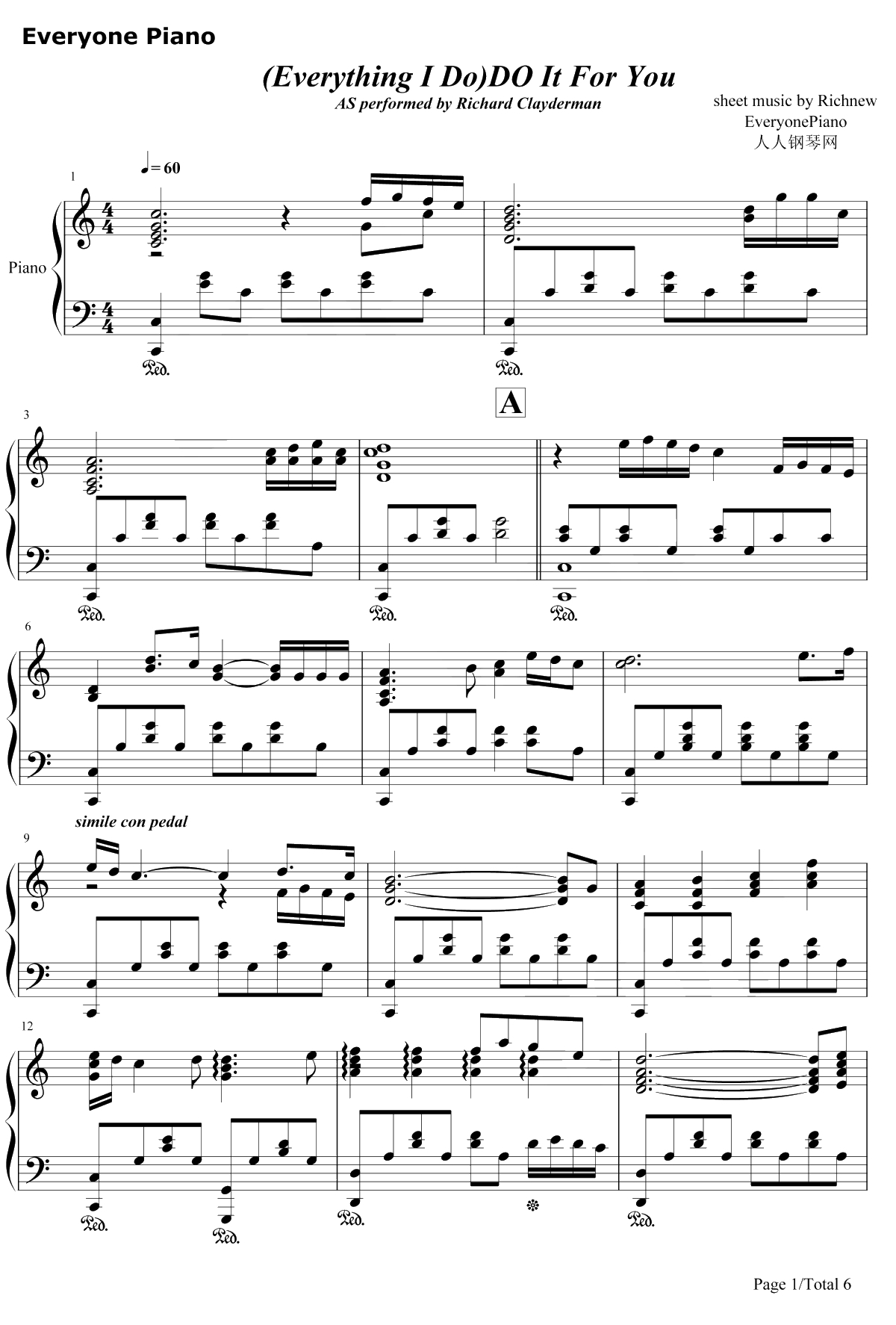 (Everything I Do)Do It for You钢琴谱-布莱恩•亚当斯-罗宾汉主题曲1