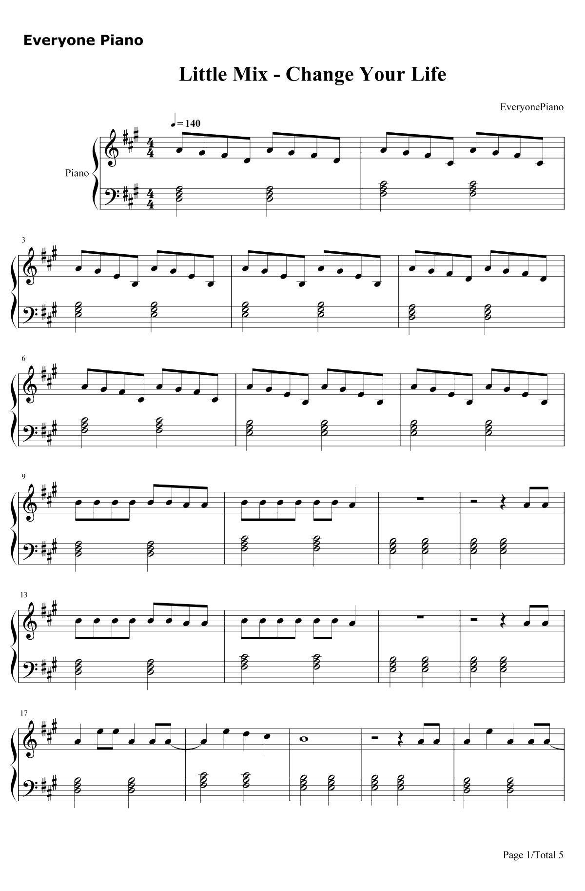 Change Your Life钢琴谱-LittleMix1