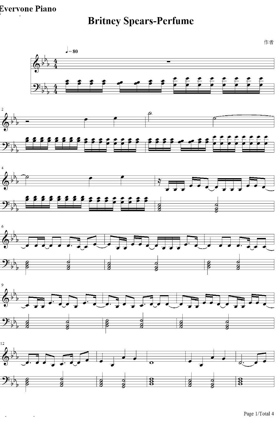 Perfume钢琴谱-BritneySpears-BritneySpears1