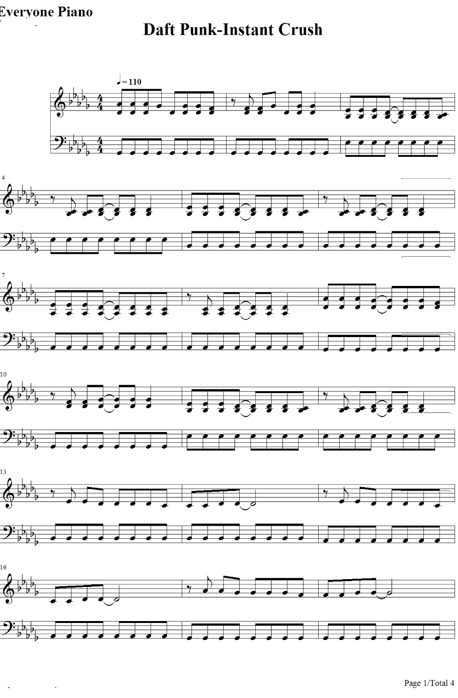 Instant Crush钢琴谱-DaftPunk1