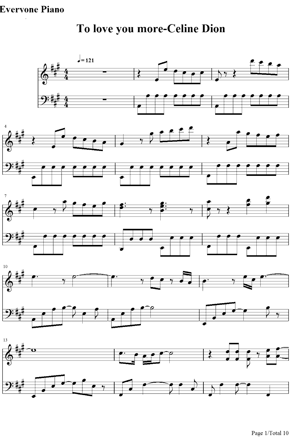 To Love You More钢琴谱-CelineDion-恋人よ〔恋人啊！〕主题曲1