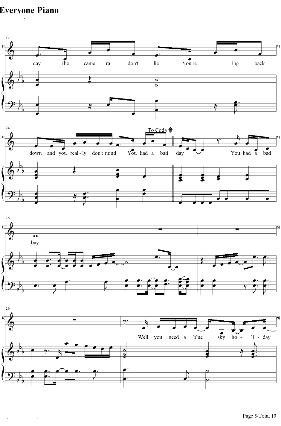 Bad Day钢琴谱-DanielPowter5