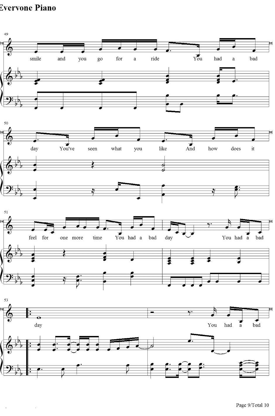 Bad Day钢琴谱-DanielPowter9