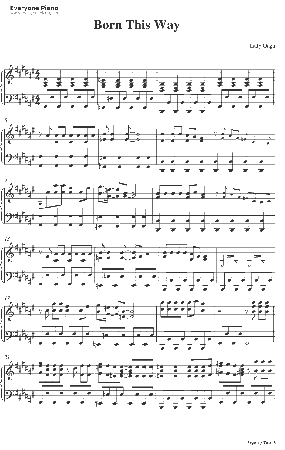 Born This Way钢琴谱-LadyGaGa1