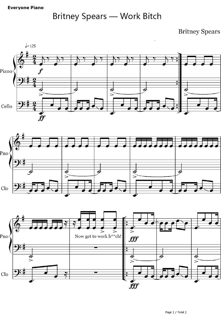 Work Bitch钢琴谱-BritneySpears1