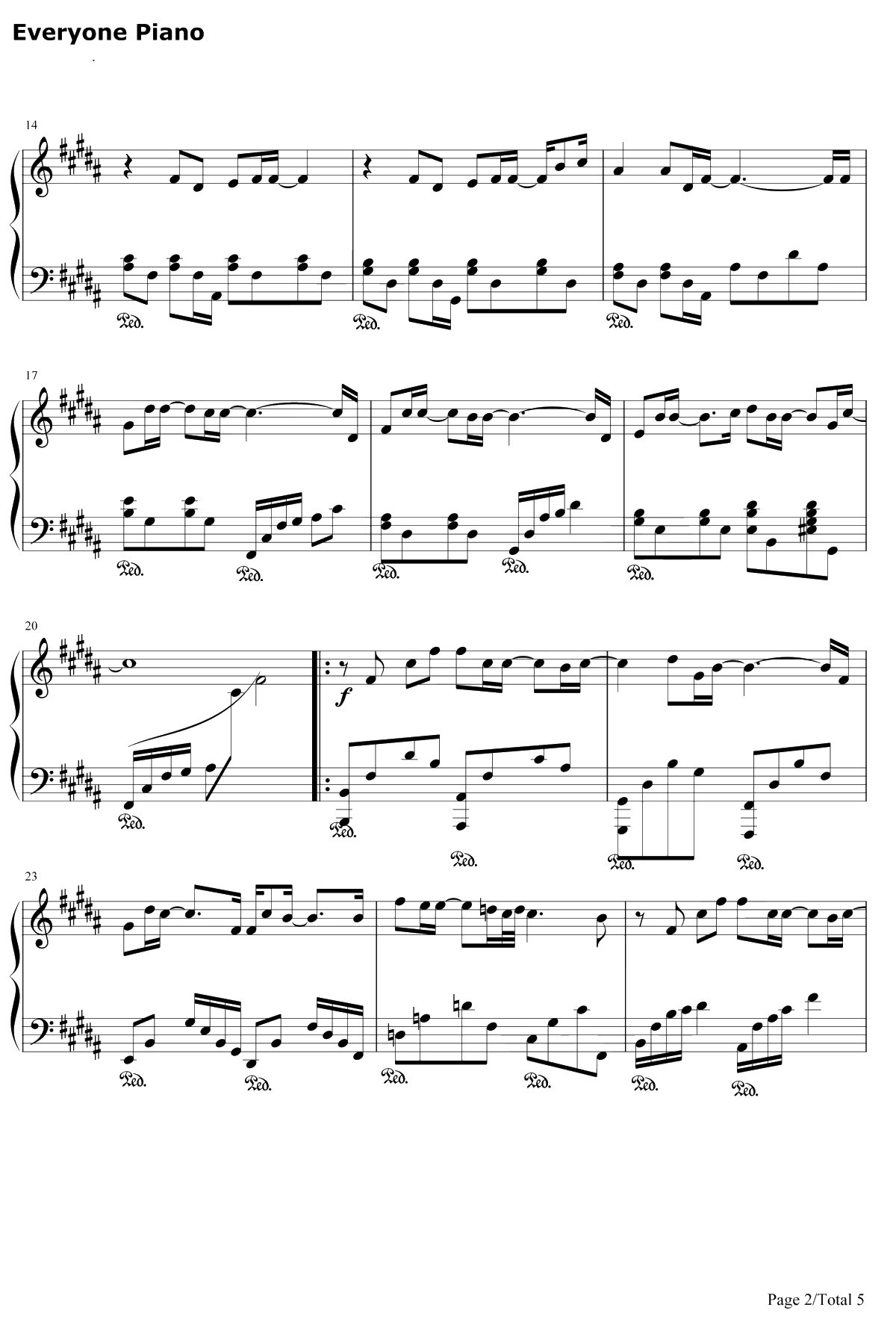 专属天使钢琴谱-Tank-花样少年少女主题曲2