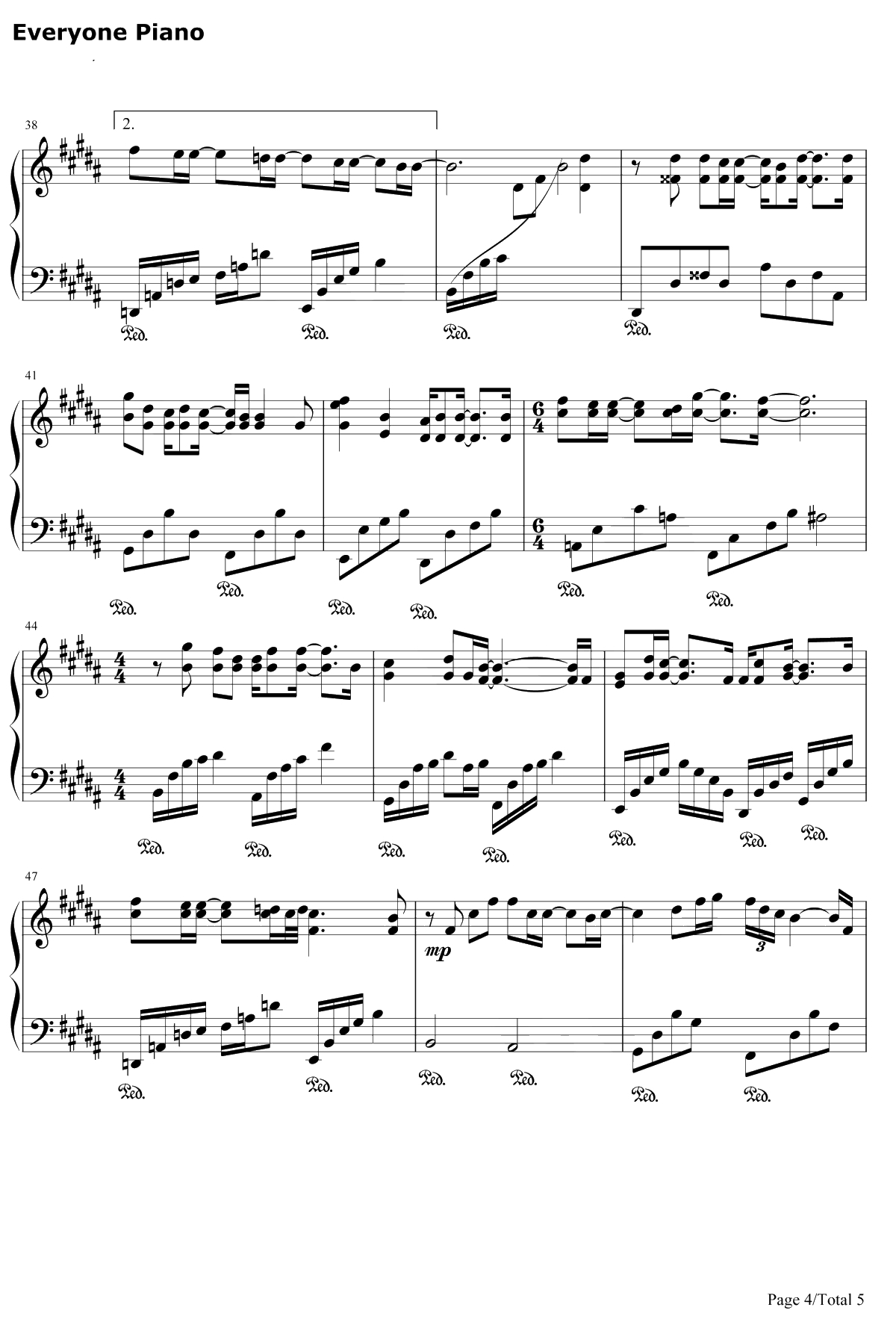 专属天使钢琴谱-Tank-花样少年少女主题曲4