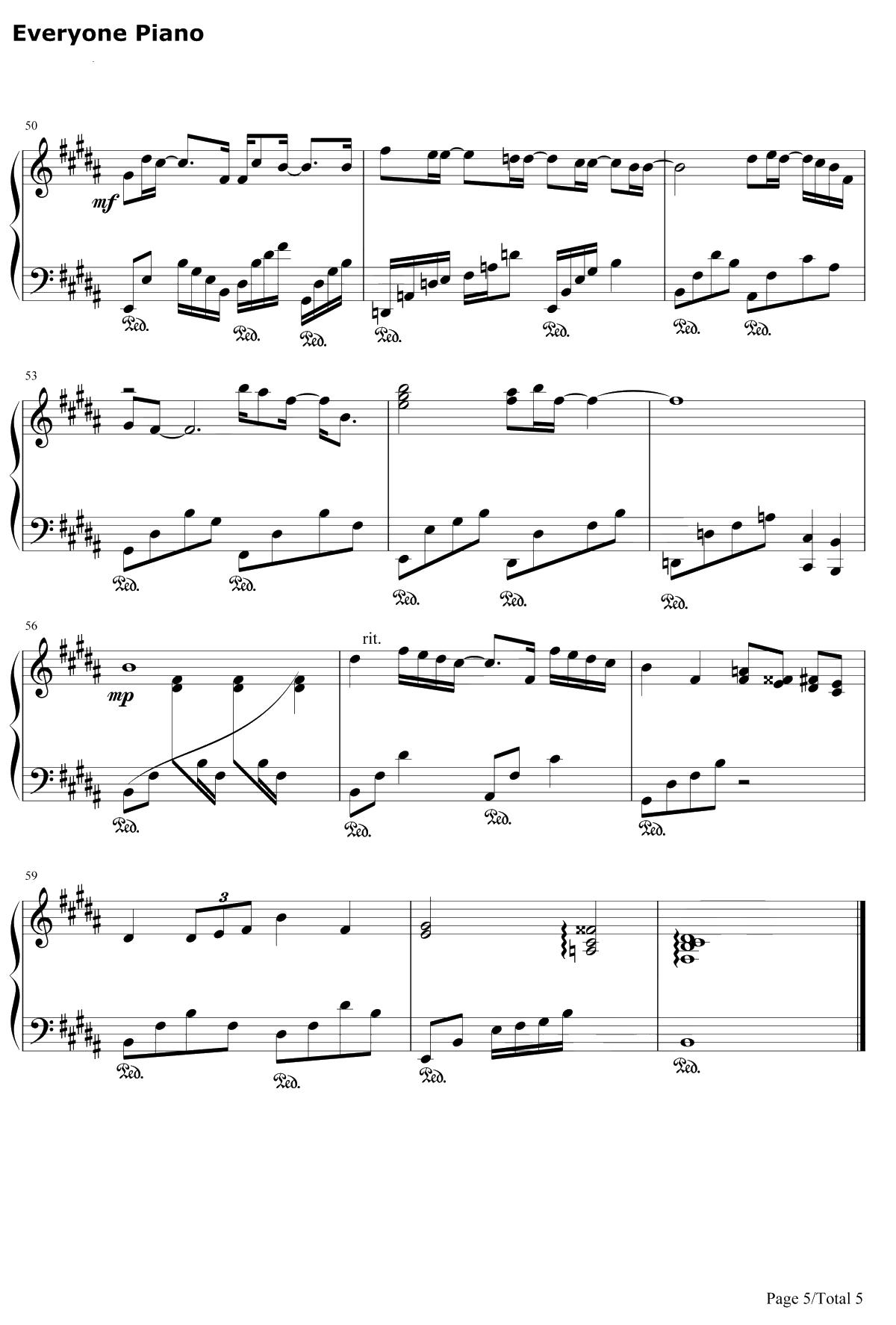 专属天使钢琴谱-Tank-花样少年少女主题曲5