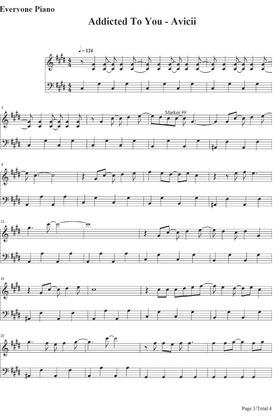 Addicted to You钢琴谱-Avicii1