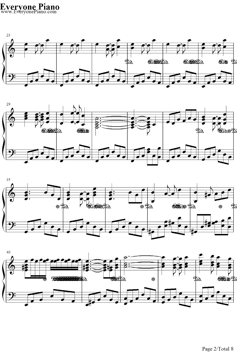 绯想天钢琴谱-东方Project-东方绯想天BGM2