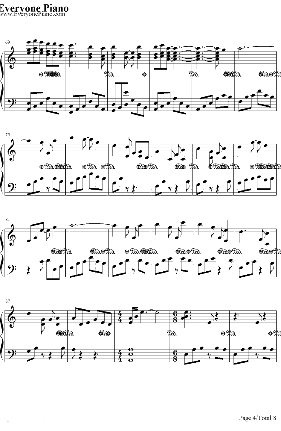 绯想天钢琴谱-东方Project-东方绯想天BGM4