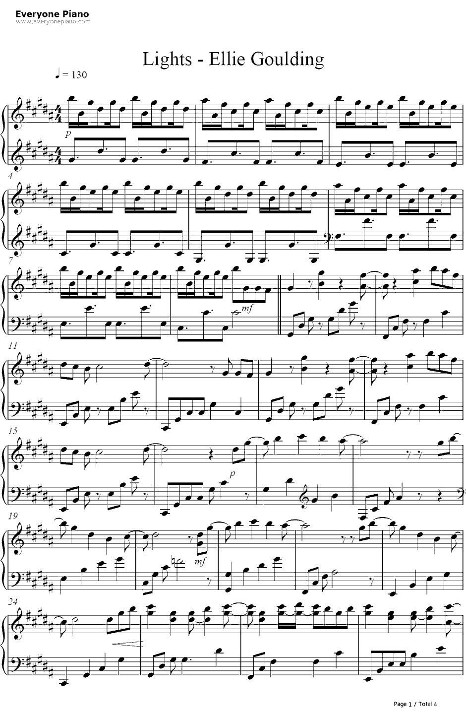 Lights钢琴谱-EllieGoulding1