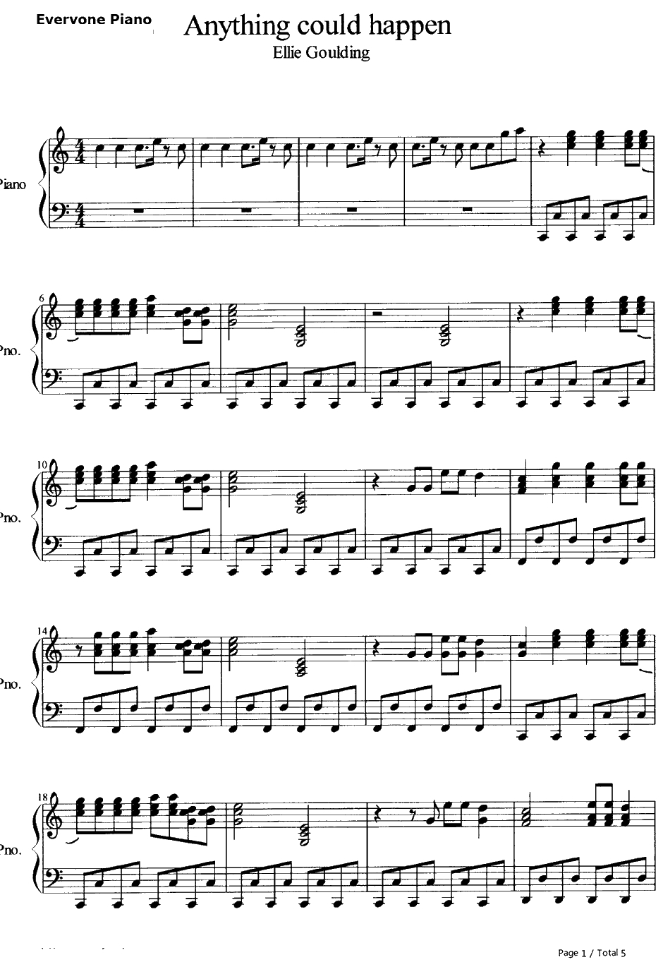 Anything Could Happen钢琴谱-EllieGoulding1