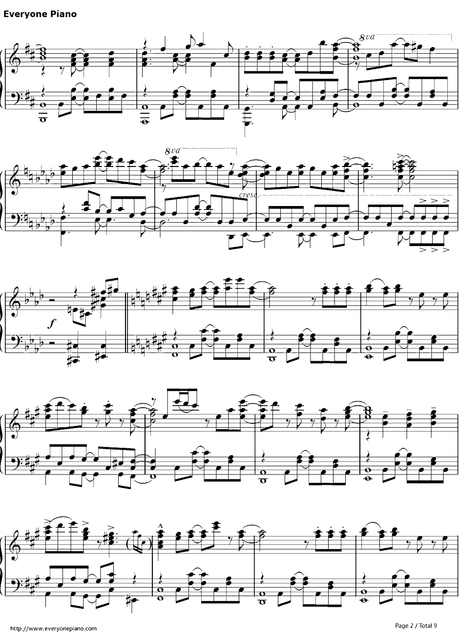 比翼の羽根钢琴谱-eufonius-缘之空主题曲2