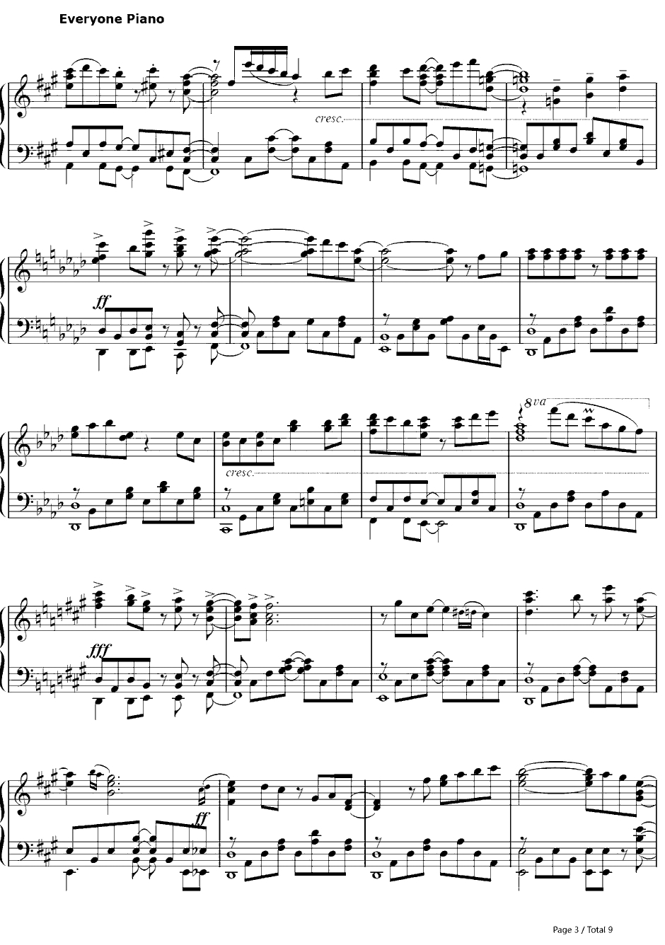 比翼の羽根钢琴谱-eufonius-缘之空主题曲3