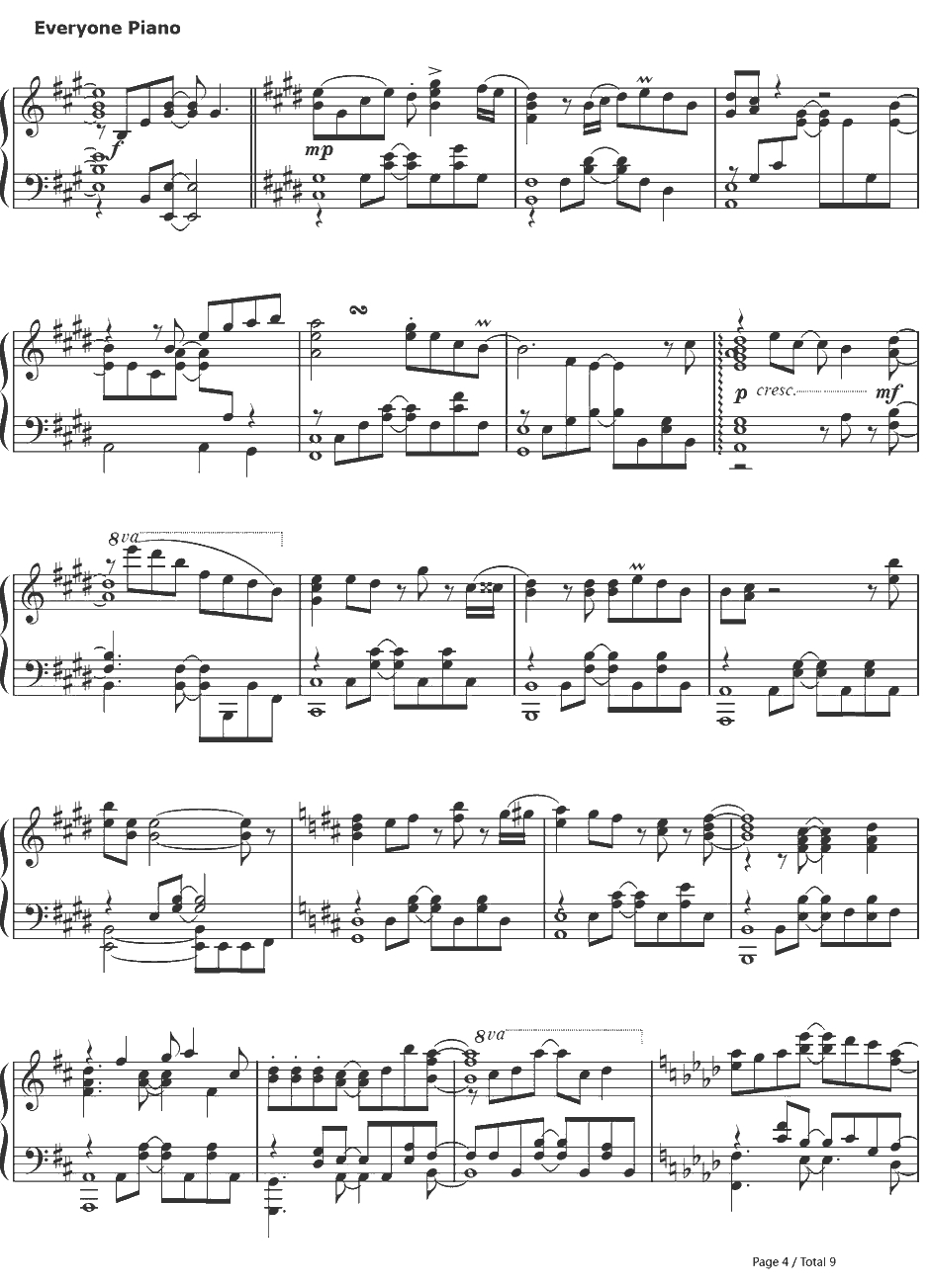 比翼の羽根钢琴谱-eufonius-缘之空主题曲4