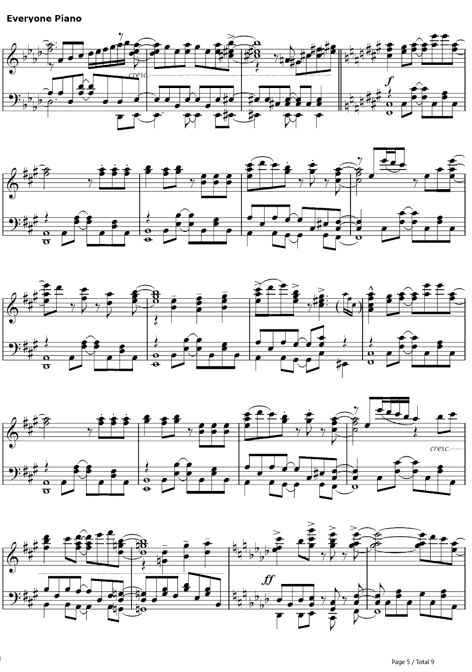 比翼の羽根钢琴谱-eufonius-缘之空主题曲5