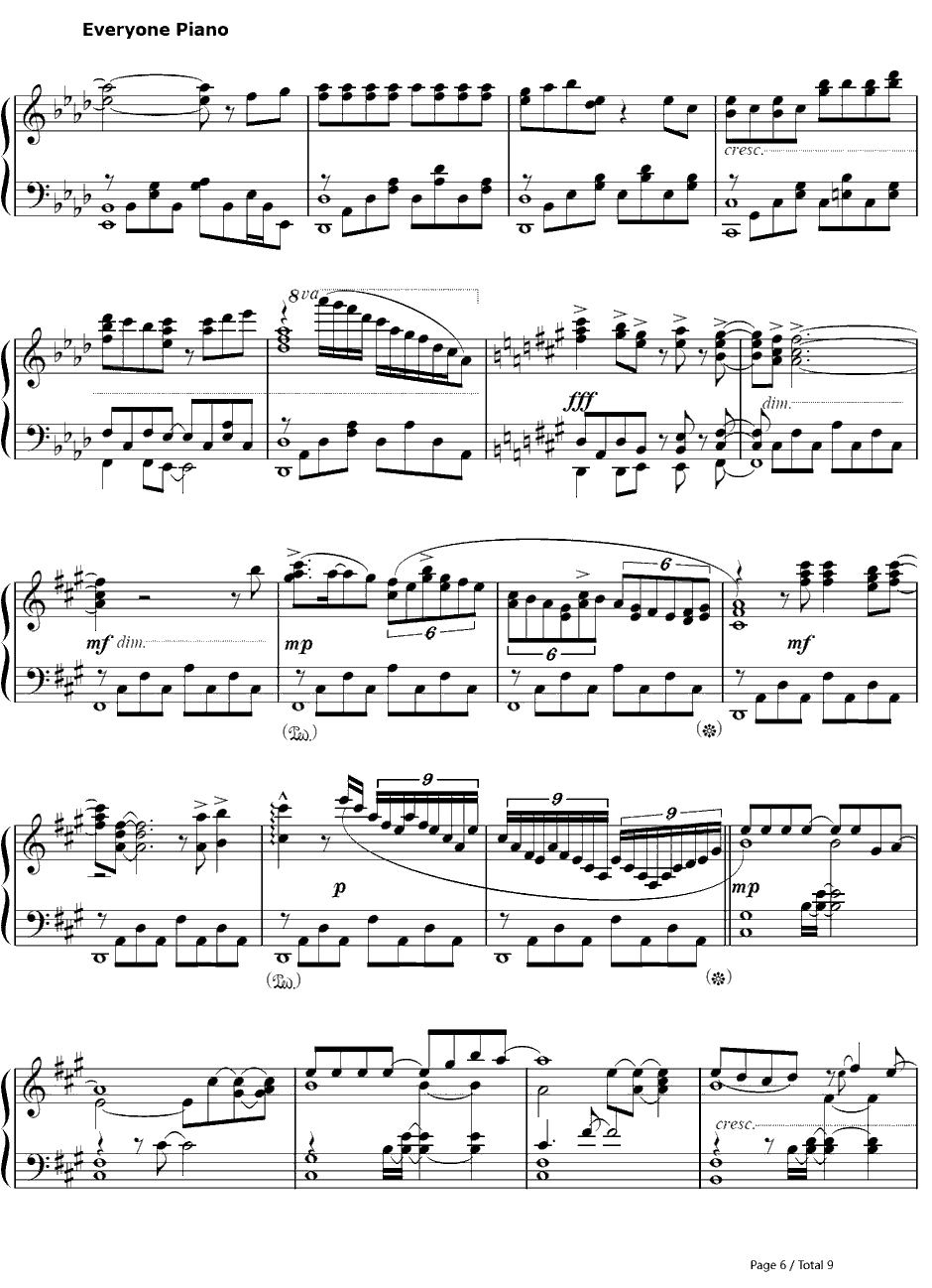 比翼の羽根钢琴谱-eufonius-缘之空主题曲6