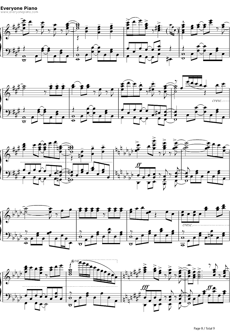 比翼の羽根钢琴谱-eufonius-缘之空主题曲8