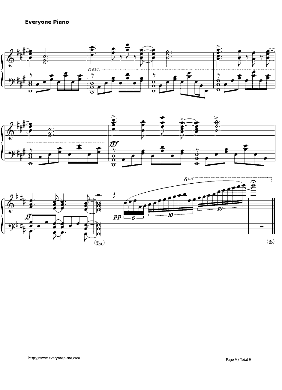 比翼の羽根钢琴谱-eufonius-缘之空主题曲9