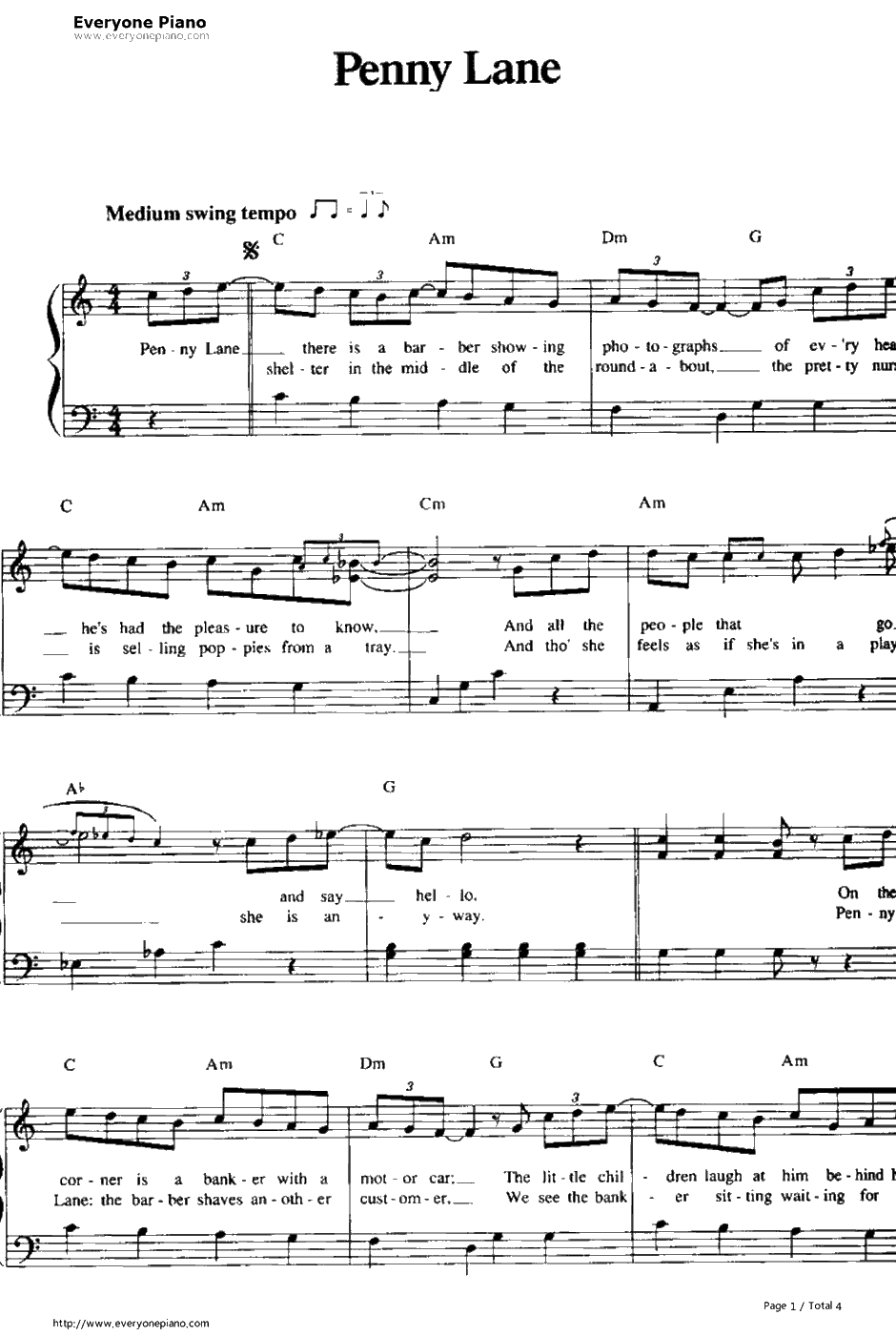 Penny Lane钢琴谱-TheBeatles1