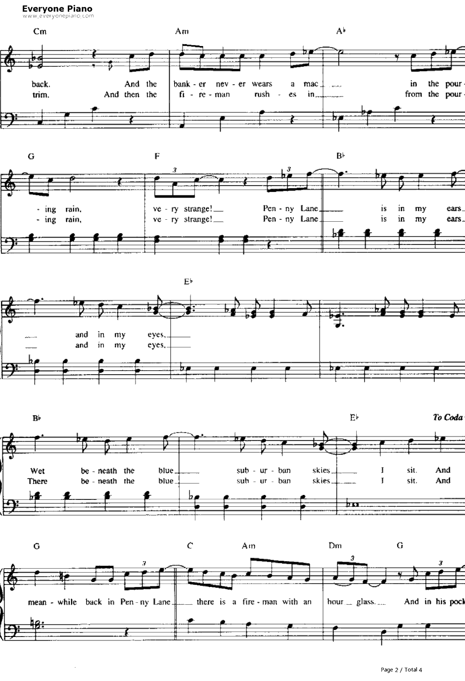 Penny Lane钢琴谱-TheBeatles2