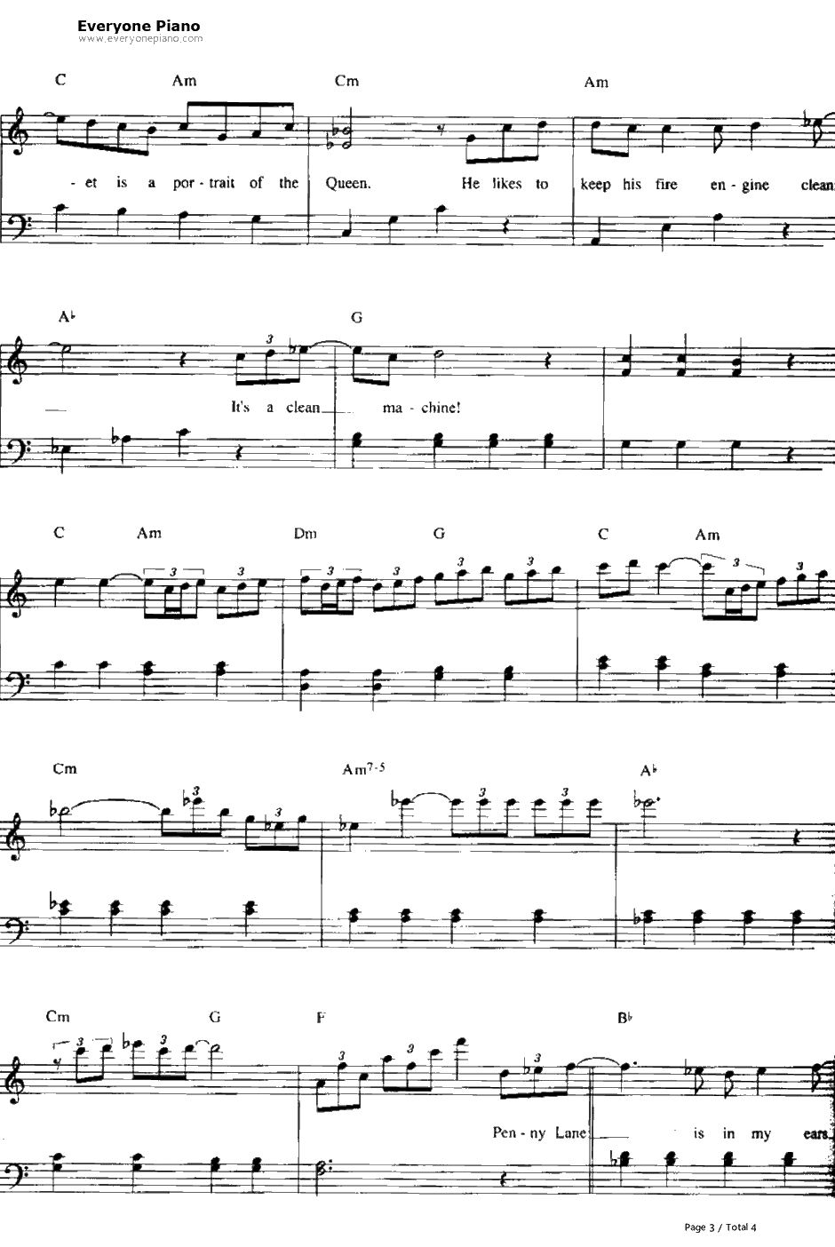 Penny Lane钢琴谱-TheBeatles3