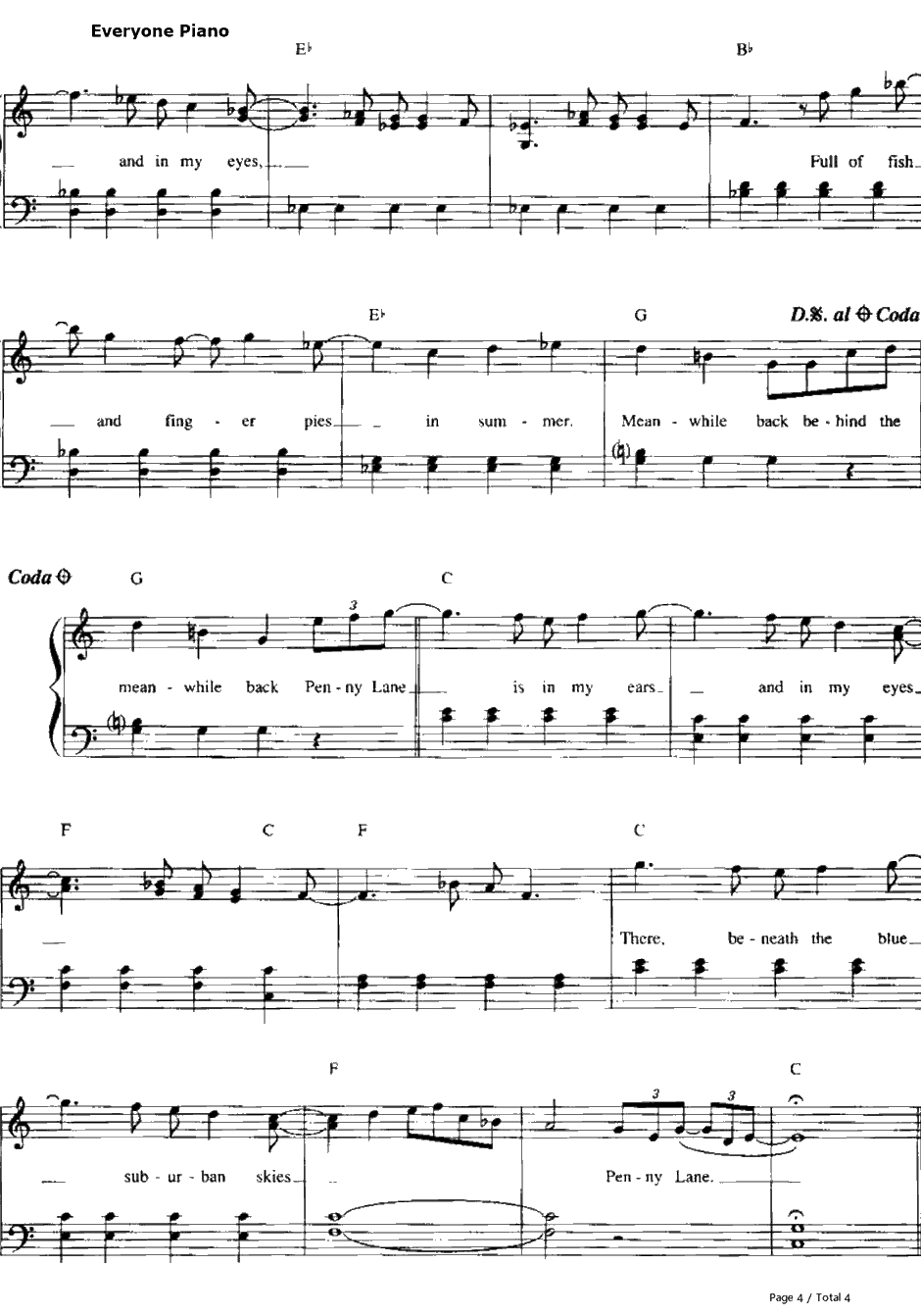 Penny Lane钢琴谱-TheBeatles4