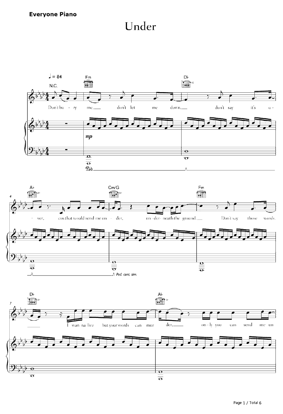 Under钢琴谱-AlexHepburn1