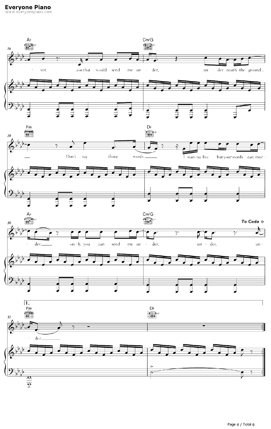 Under钢琴谱-AlexHepburn4