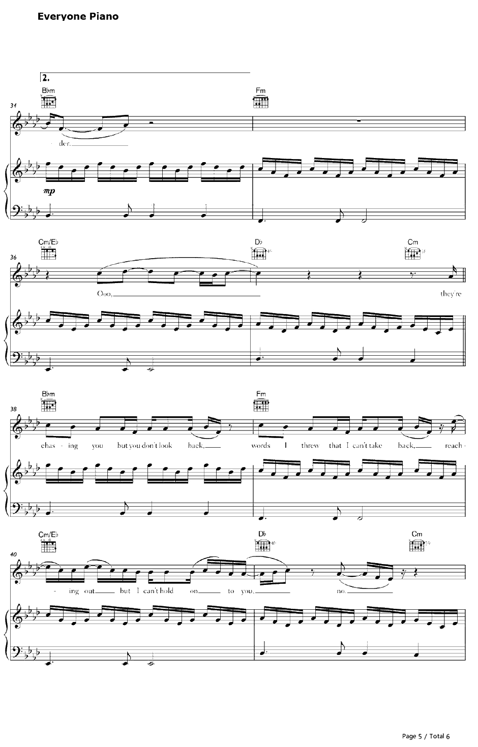 Under钢琴谱-AlexHepburn5