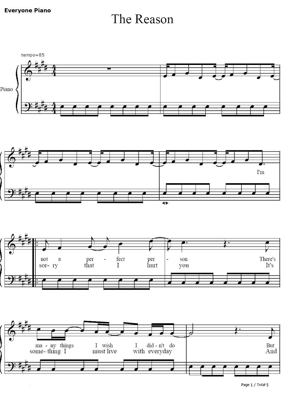 The Reason钢琴谱-Hoobastank1