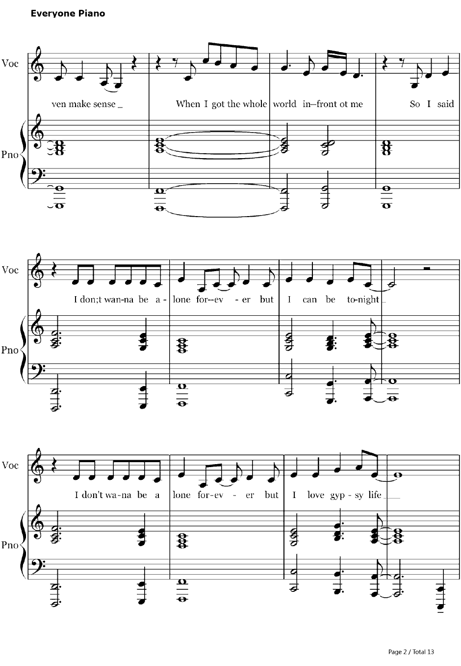 Gypsy钢琴谱-LadyGaga2