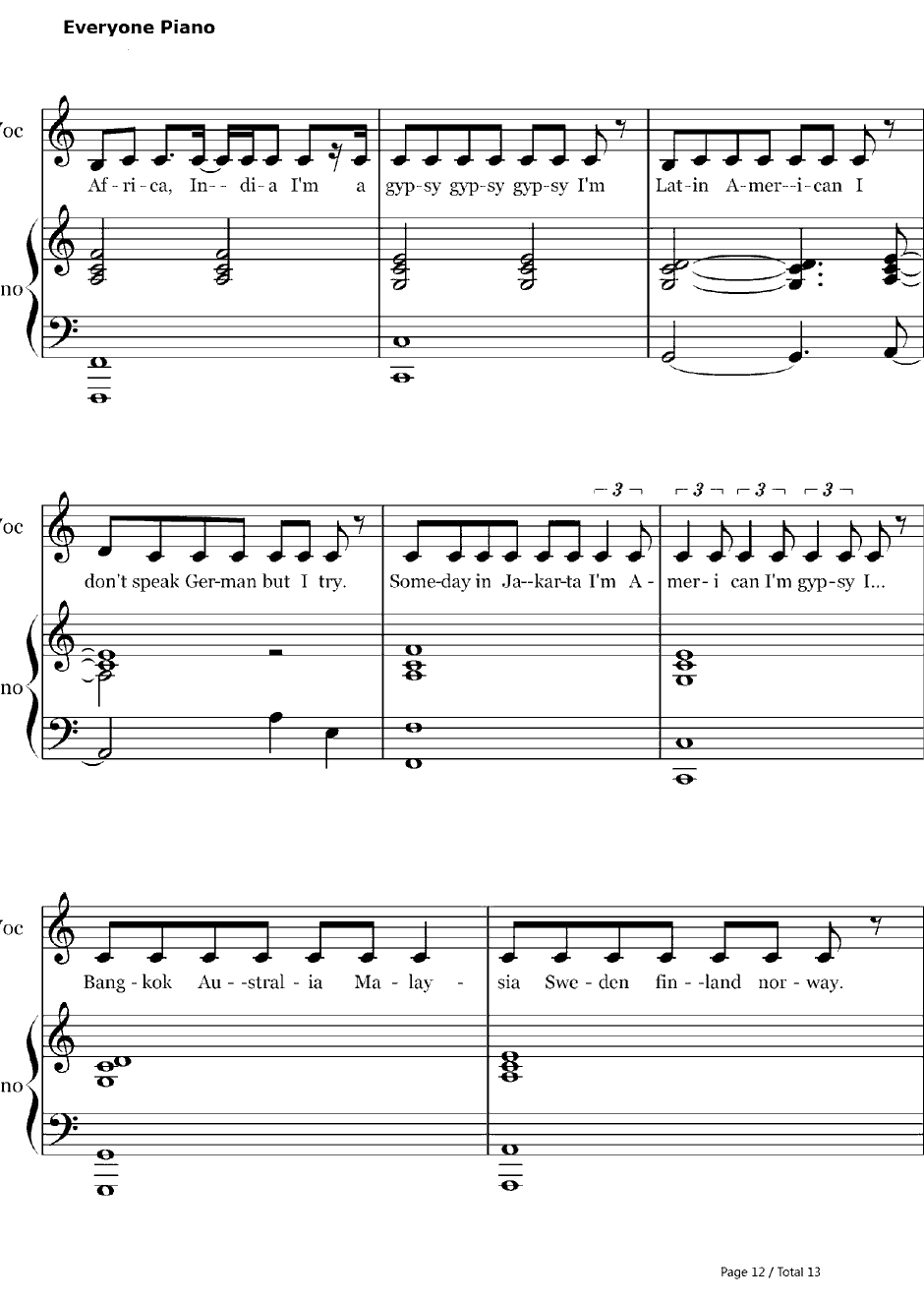 Gypsy钢琴谱-LadyGaga12