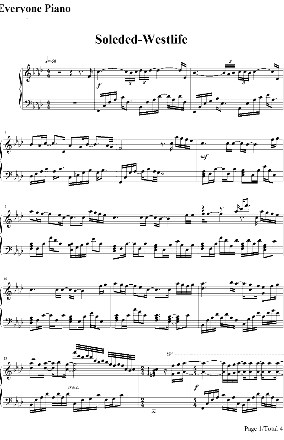 Soledad钢琴谱-西城男孩-Westlife1