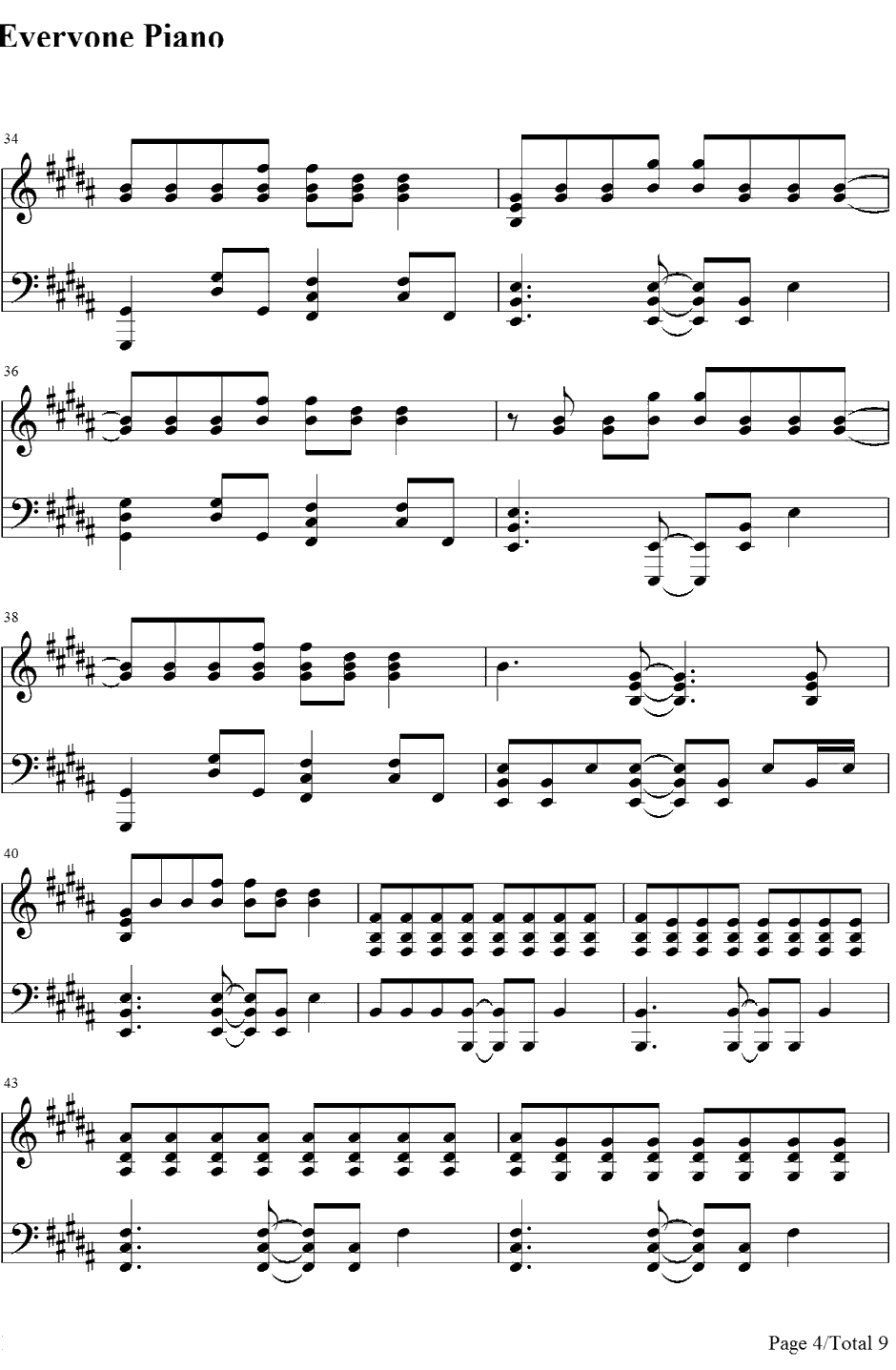 Yellow钢琴谱 Coldplay4